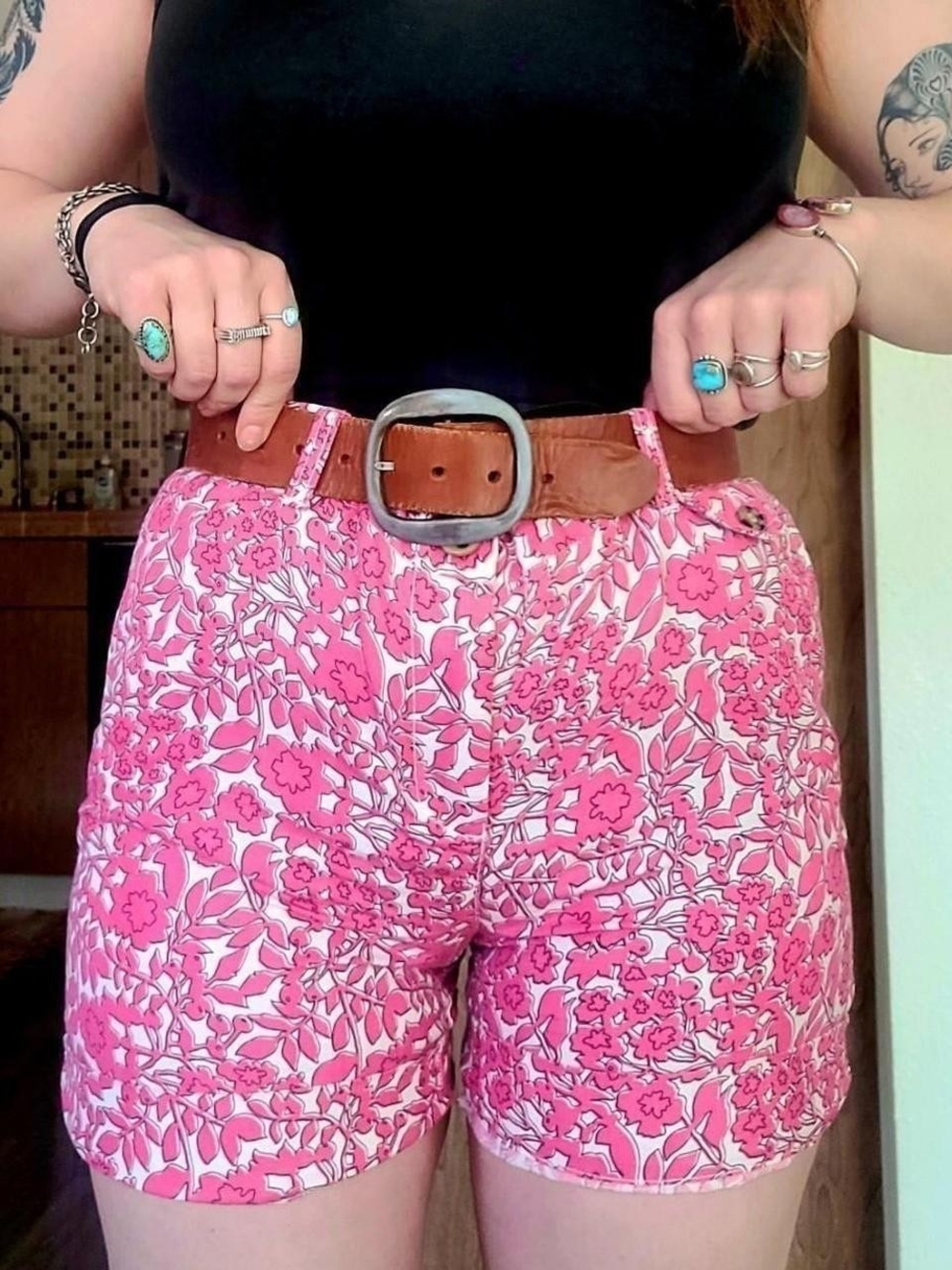 Pink Floral Shorts